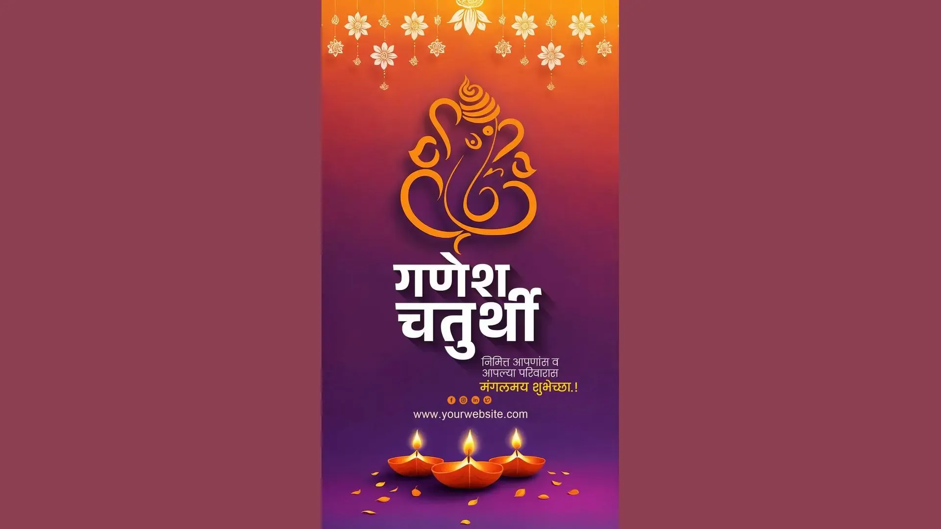 Ganesh Chaturthi Card PSD with Diya Lighting for Instagram Story